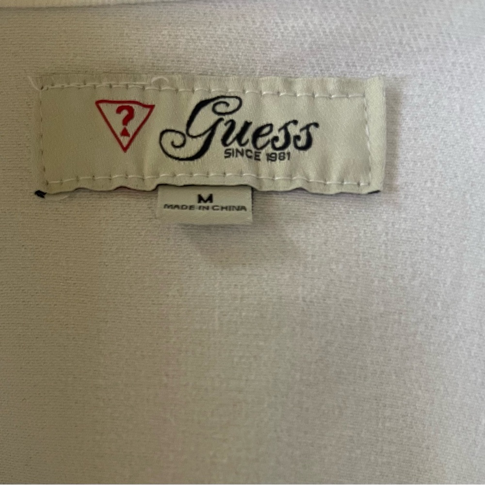 Guess Classic White Fitted Denim Jean Jacket Sz M - Picture 10 of 12